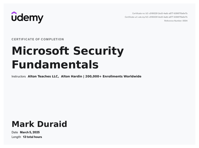 Microsoft Security Fundamentals March 2025
